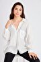 Women's Oversize Loose Cut Cream Shirt - 4