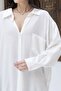 Women's Oversize Loose Cut Cream Shirt - 7