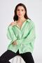 Women's Oversize Off-Shoulder Loose Fit Light Green Shirt - 5