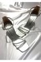 Lady Silver Jewelled Very Stylish 8 Cm Transparent Heeled Blunt Square Toe Wedding Engagement Evening Dress Shoes Sandals - 3