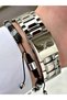 Steel Strap Calendar Men's Wristwatch - Hematite Stone Special Bracelet Gift - 3