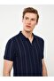 Striped Polo Neck Men's T-Shirt - Short Sleeve