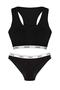 Black Elastic Sports Bra And Bikini Women's Panties