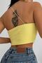 Women's Yellow Single Strap Asymmetric Cut Crop Blouse 11510 - 2