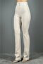 High Waist Ribbed Stitched Quality Crepe Fabric Lycra Gathering Palazzo Trousers Stone Color - 7