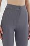 High Waist Quality Crepe Fabric Lycra Palazzo Striped Trousers Gray - 7