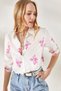 Women's Floral Fuchsia Linen Shirt with Folded Sleeves GML-19000825