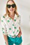 Women's Daisy Green Sleeve Folded Linen Shirt GML-19000825 - 2