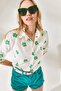 Women's Daisy Green Sleeve Folded Linen Shirt GML-19000825 - 3