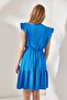 Women's Blue Sleeves, Buttons, Elastic Waist Mini Dress ELB-19001864 - 6