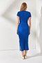 Women's Cobalt Blue Short Sleeve Slit Skirt Lycra Suit TKM-19000194 - 5