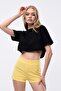 Women's Waffle Textured Crew Neck Oversize Crop T-shirt - 7
