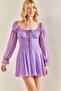 Women's Lilac Front Adjustable Bird-Eye Chiffon Dress 40801021 - 5