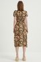 Women's Orange V-Neck Floral Viscose Dress - 6