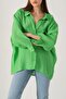 Women's Oversize Off-Shoulder Loose Fit Green Shirt - 6