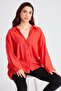 Women's Oversize Loose Fit Red Shirt - 3