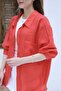 Women's Oversize Loose Fit Red Shirt - 5