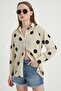 Women's Cream Polka Dot Shirt with Hidden Placket - 4