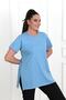 Women's Crew Neck Slit Detailed Large Size T-Shirt 9633-22 - 4