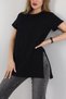 Black Double Sleeve Slit T-Shirt 165239 - 3