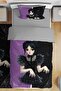 Purple Black Bat Wednesday Addams Patterned Single Baby Kids Bedding Set