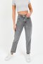 Spanish High Waist Gray Snow Mom Denim Pants Lycra Colorfast Gray Extra Comfortable Mom Jean