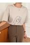Pirate Girl Printed Unisex Beige Oversize T-shirt - 4