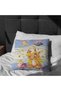 Easter Themed Teddy Bear Design Blue Yellow Colored Digital Printed Throw Pillow Cover