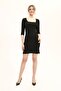 Women's Black Square Neck Slit Knitted Dress - 2