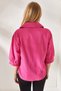 Women's Flamed Fuchsia Wooden Buttoned Three-Quarter Sleeve Linen Shirt GML-19001095 - 5