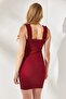 Women's Burgundy Strap Frilly Lycra Camisole Dress ELB-19001051 - 5