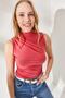 Women's Pink High Collar Gather Detailed Crop Blouse BLZ-19002165