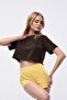 Women's Waffle Textured Crew Neck Oversize Crop T-shirt - 2