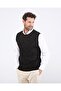 Men's Crew Neck Black Knitwear Sweater Patterned Colorful Winter Steel Knit Classic Fit