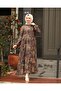 Women's Hijab Shawl Patterned Lined Chiffon Dress - 4