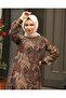 Women's Hijab Shawl Patterned Lined Chiffon Dress - 5