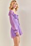 Women's Lilac Front Adjustable Bird-Eye Chiffon Dress 40801021 - 8