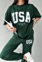 Plus Size USA New York City Printed Oversize Summer Top and Bottom Tracksuit Set - 3