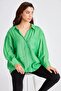 Women's Oversize Off-Shoulder Loose Fit Green Shirt - 2