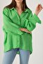 Women's Oversize Off-Shoulder Loose Fit Green Shirt - 5