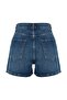 Koyu Mavi Yüksek Bel City Boy Denim Şort TWOSS23SR00199 - 7