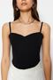 Siyah Fitted/Vücuda Oturan Crop Ayarlanabilir Askılı Krep Örme Büstiyer TWOSS23BS00036 - 4