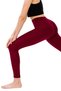 Women's Burgundy High Waist Double Pocket Compact Sports Leggings - 3