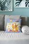Easter Themed Teddy Bear Design Blue Yellow Colored Digital Printed Throw Pillow Cover - 2