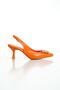 Orange Buckle Stiletto Shoes - 8