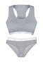 Gray Elastic Sports Bra And Bikini Women's Panties