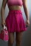 Women's Elastic Waist Ruffle Pink Skirt 12520 - 3
