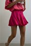 Women's Elastic Waist Ruffle Pink Skirt 12520 - 5