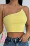 Women's Yellow Single Strap Asymmetric Cut Crop Blouse 11510 - 4