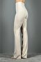 High Waist Ribbed Stitched Quality Crepe Fabric Lycra Gathering Palazzo Trousers Stone Color - 8